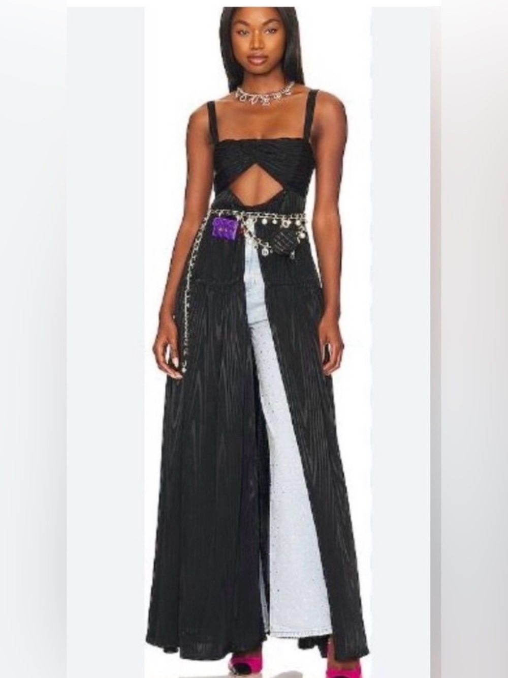 Lovers + Friends Black Cutout Maxi Dress with Tank Straps
